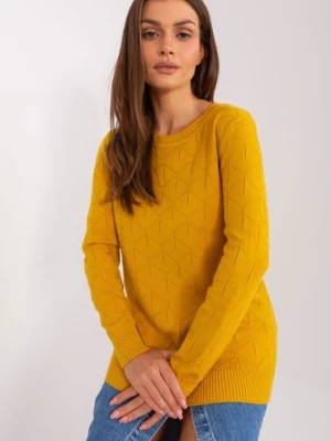 Ciemnożółty sweter klasyczny z długim rękawem