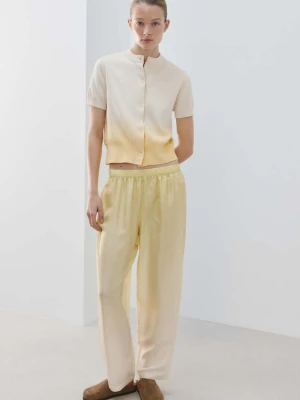 Cieniowany kardigan 100% bawełna pastelowy żółty - Kobieta - - MANGO