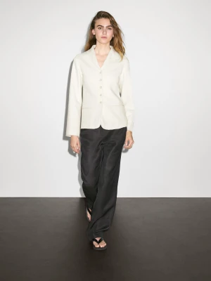 Cienka Marynarka Z Mieszanki Wełny - Surowy - - Massimo Dutti - Kobieta