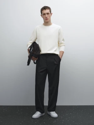 Cienki Dzianinowy Sweter Ze 100% Bawełny - Surowy - - Massimo Dutti - Mężczyzna