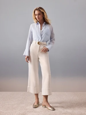 Cienki kremowy pasek ze skóry bombato TARANKO