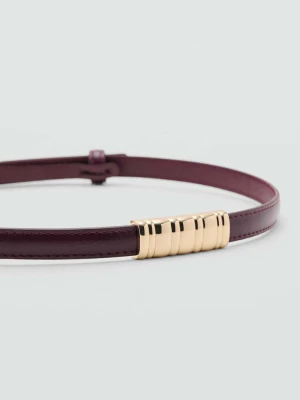 Cienki pasek z metalowym elementem burgund - Kobieta - - MANGO