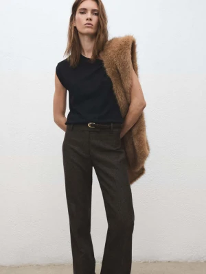 Cienki pasek z zamszu czekoladowy - Kobieta - - MANGO