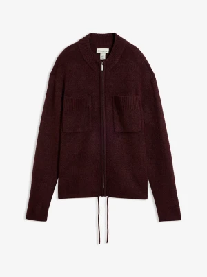 Cienki sweter rozpinany BonPrix czerwony
