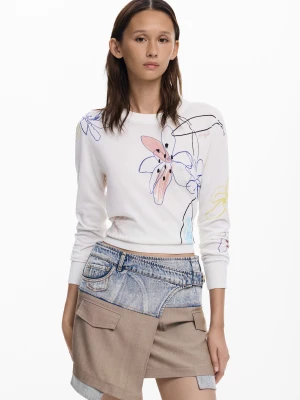 Cienki sweter w kwiatowe wzory Desigual