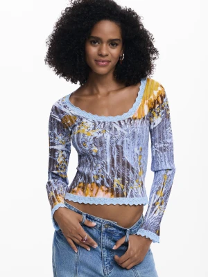 Cienki sweter w kwiaty Desigual