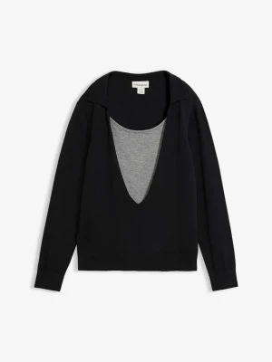 Cienki sweter w optyce warstwowego z mieszanki wiskozy BonPrix czarny