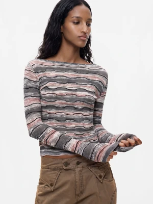 Cienki sweter w paski Desigual czarny