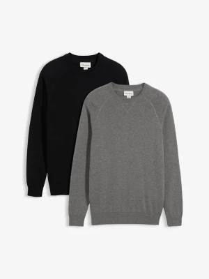 Cienki sweter z czystej bawełny (2 szt.) BonPrix czarny