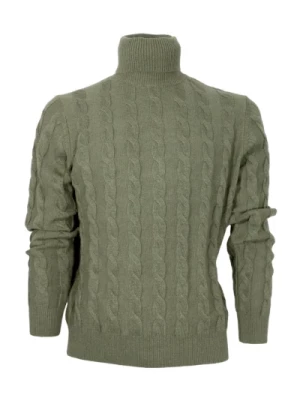 Cienki Sweter z Kaszmiru i Wełny dla Mężczyzn w Kolorze Zielonym Cashmere Company