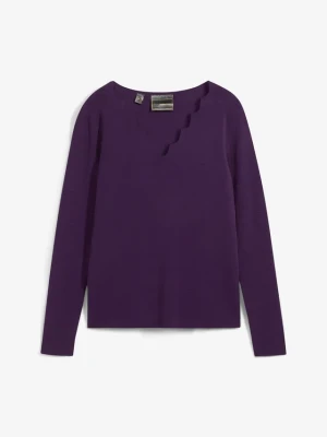 Cienki sweter z lejącej mieszanki wiskozy BonPrix fioletowy