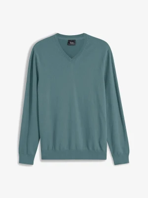 Cienki sweter o kroju regular fit BonPrix zielony
