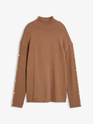 Cienki sweter z miękkiej mieszanki wiskozy BonPrix brązowy