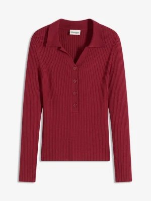 Cienki sweter z miękkiej mieszanki wiskozy BonPrix czerwony