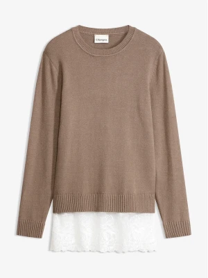Cienki sweter z mieszanki wiskozy BonPrix brązowy