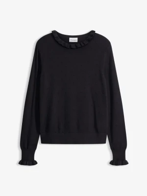 Cienki sweter z mieszanki wiskozy BonPrix czarny