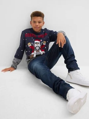 Cienki sweter z motywem bożonarodzeniowym bonprix