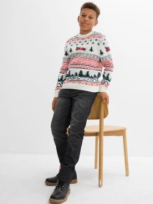 Cienki sweter z motywem bożonarodzeniowym bonprix