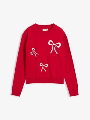 Cienki sweter z nadrukiem kokardki bonprix