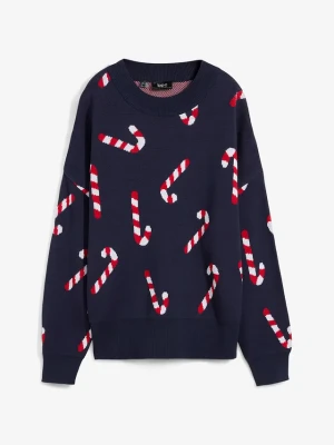 Cienki sweter z okrągłym dekoltem, oversize BonPrix niebieski