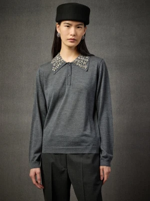 CIENKI SWETER Z WEŁNY Z CYRKONIAMI LIVIANA CONTI