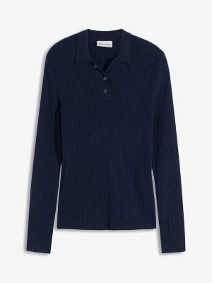 Cienki sweter zapinany na guziki BonPrix niebieski