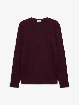 Cienki sweter ze wzorem w warkocze, slim fit BonPrix czerwony