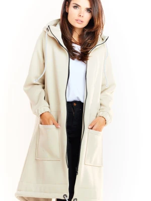 Ciepła długa bluza damska jak parka bawełna premium szara Infinite You