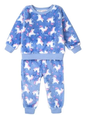 Ciepła piżama niemowlęca - niebieska w jednorożce Minoti