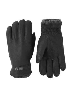 Ciepłe rękawiczki z jeleniej skóry z Primaloft, Czarne Hestra