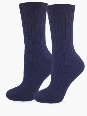 Ciepłe skarpetki damskie prążkowane z naturalnej bawełny - Angora F28 MARILYN