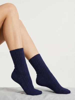 Ciepłe skarpetki damskie prążkowane z naturalnej bawełny - Angora F28 MARILYN