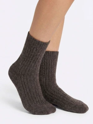 Ciepłe skarpetki damskie prążkowane z naturalnej bawełny - Angora F28 MARILYN