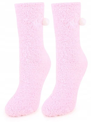 Ciepłe skarpetki damskie z pomponem Coozy N52 Pink Marilyn