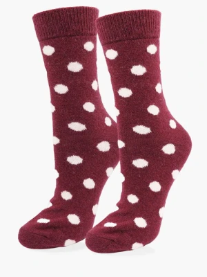 Ciepłe skarpetki damskie z wełny i angory w kropki - Angora F30 MARILYN
