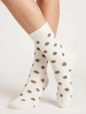 Ciepłe skarpetki damskie z wełny i angory w kropki - Angora F30 MARILYN