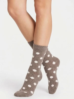 Ciepłe skarpetki damskie z wełny i angory w kropki - Angora F30 MARILYN