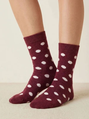 Ciepłe skarpetki damskie z wełny i angory w kropki - Angora F30 MARILYN