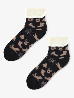 Ciepłe wzorzyste skarpetki damskie z wywijanym ściągaczem Angora Terry X44 Marilyn