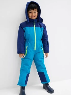 Ciepły kombinezon narciarski z odpinanym kapturem i odblaskowymi detalami bonprix