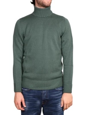 Ciężki Sweter z Merynosa w Kolorze Zielonym Drumohr