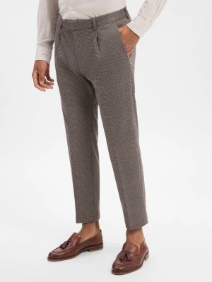 Cinque Spodnie - CISalto Mężczyźni Slim Fit brązowy w kratkę,
