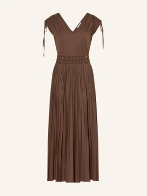 Cinque Sukienka Z Dżerseju Cifioni Z Plisami I Koronką braun