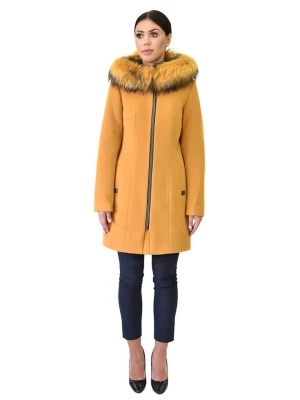 Ciriana Wełniany płaszcz w kolorze żółtym rozmiar: 40