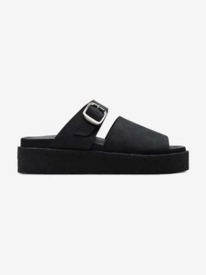 Clarks Originals klapki skórzane Crepe Slide damskie kolor czarny na platformie 26172567