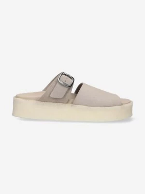 Clarks Originals klapki zamszowe Crepe Slide damskie kolor beżowy na platformie 26172568