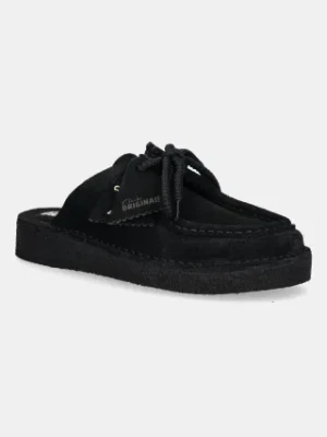 Clarks Originals klapki zamszowe Desert Nomad damskie kolor czarny 26181109