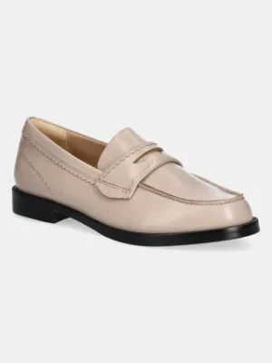 Clarks Originals mokasyny skórzane Straven Edge damskie kolor beżowy na płaskim obcasie 26181276