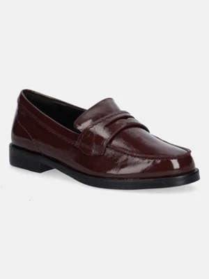 Clarks Originals mokasyny skórzane Straven Edge damskie kolor bordowy na płaskim obcasie 26184847