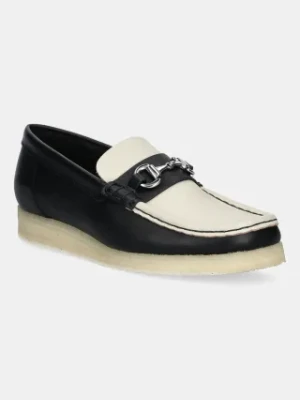 Clarks Originals mokasyny skórzane Wallabee Loafer HBIT damskie kolor czarny na płaskim obcasie 26181122